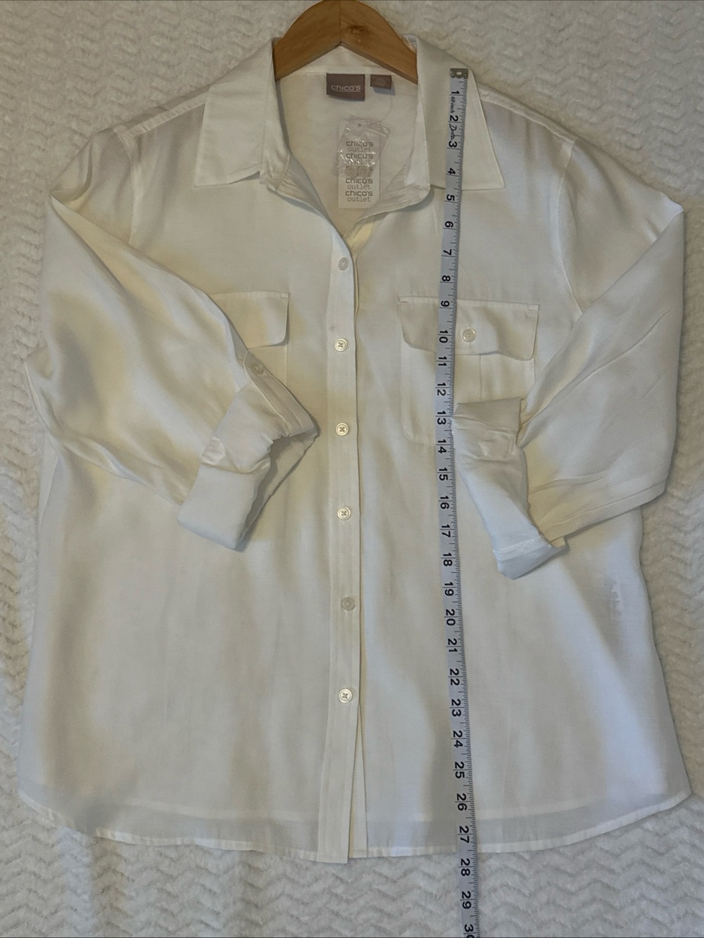 Chico's Women's White Button-Front Utility Shirt Size 2 - Picture 5 of 8